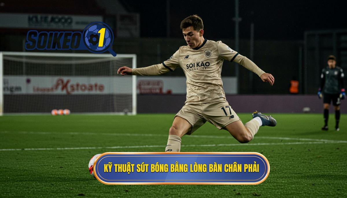 Kỹ thuật sút bóng bằng lòng bàn chân phải 